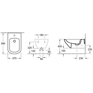 Villeroy Sentique fali bidé CeramicPlus bevonattal, fehér