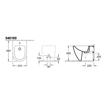 Villeroy Subway 2.0 álló bidé 37x56 cm