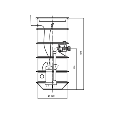 Wilo KNC1500-Rexa MINI3-V04 merülőmotoros szennyvíz szivattyú aknával