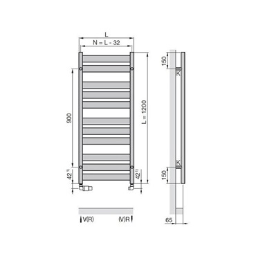 Zehnder Zenta fürdőszoba radiátor 1200x500 mm, króm